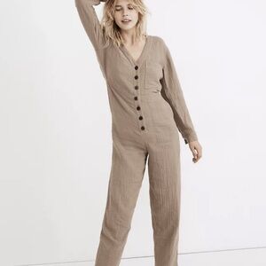 Madewell,Lightspun Stitched-Pocket Coverall Jumpsuit Jumpsuit, Pockets,Size XL